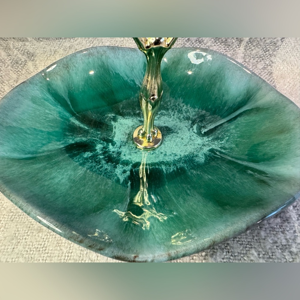 Vintage Blue Mountain Pottery Candy Serving Dish Blue/Green Drip Glaze - Picture 4 of 13